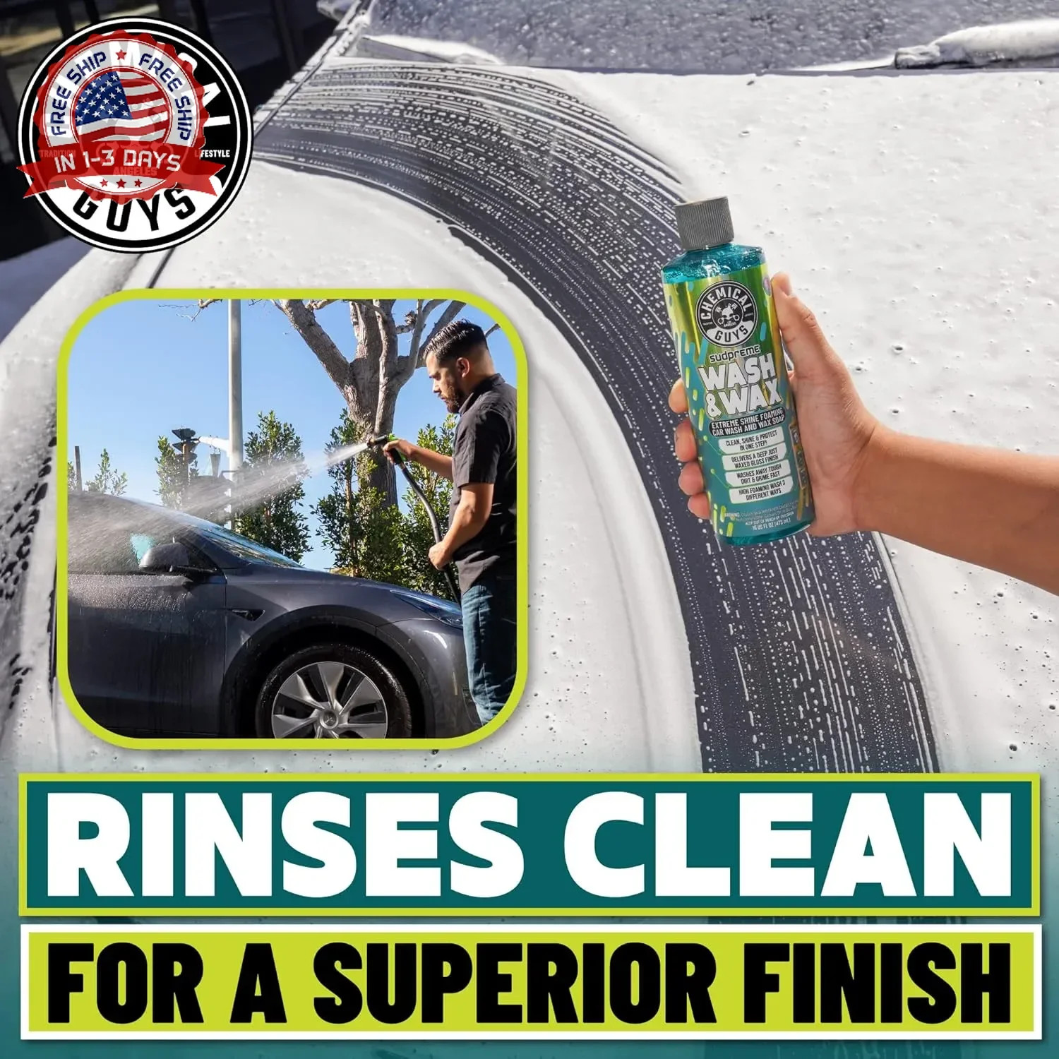 Chemical Guys Sudpreme Wash & Wax 128 oz High Suds Foaming Car Wash Soap with Ca