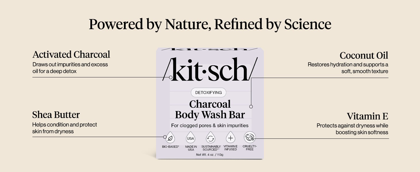 Charcoal Soap Body Wash Bar – Detoxifying Bar Soap with Activated