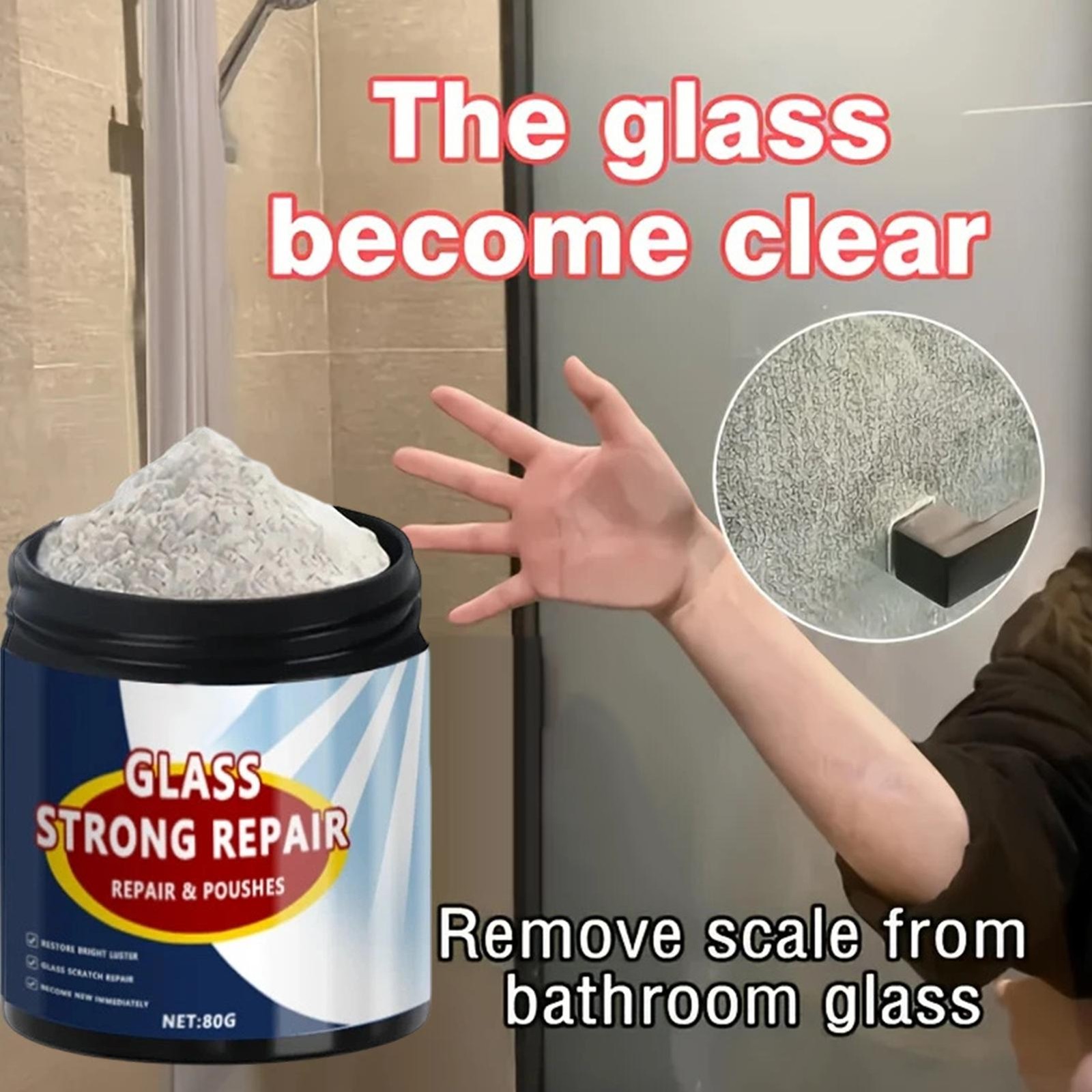 Glass Polishing 80g Repair Window Cleaning Powder Car Window Scratch Remover