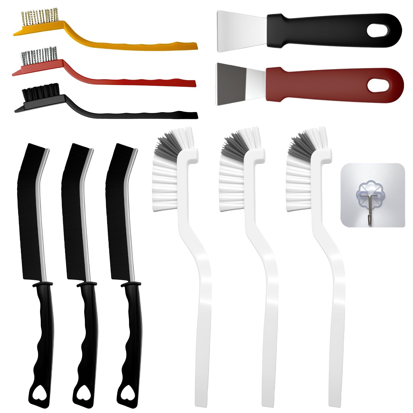 12Pcs Crevice Cleaning Brush Set, Hard Bristle Small Cleaning Brushes for Hou…