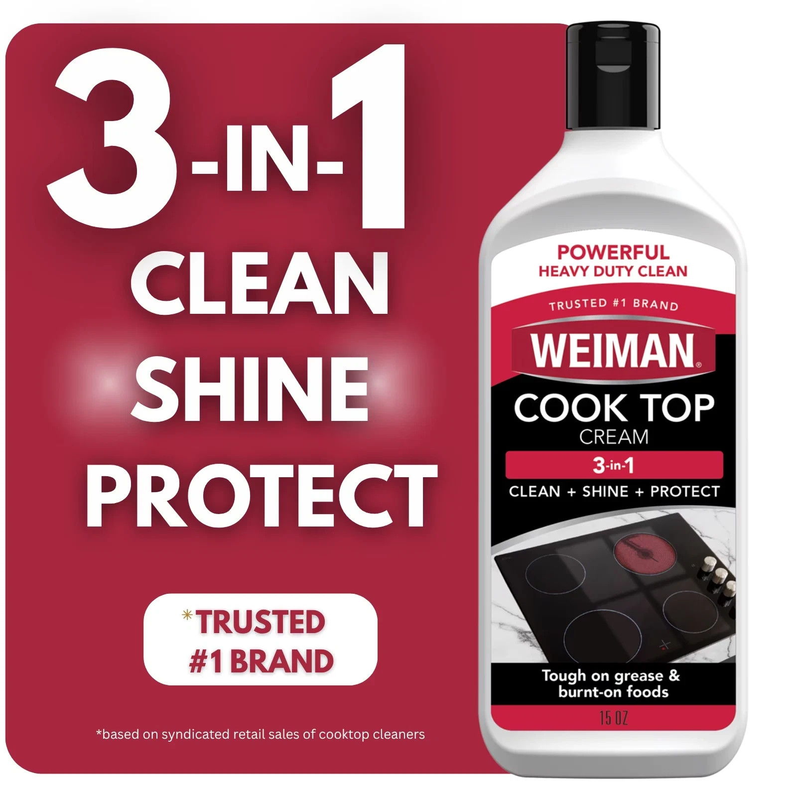 Weiman Glass Cooktop Heavy Duty Cleaner & Polish – Shines and Protects Glass/Cer