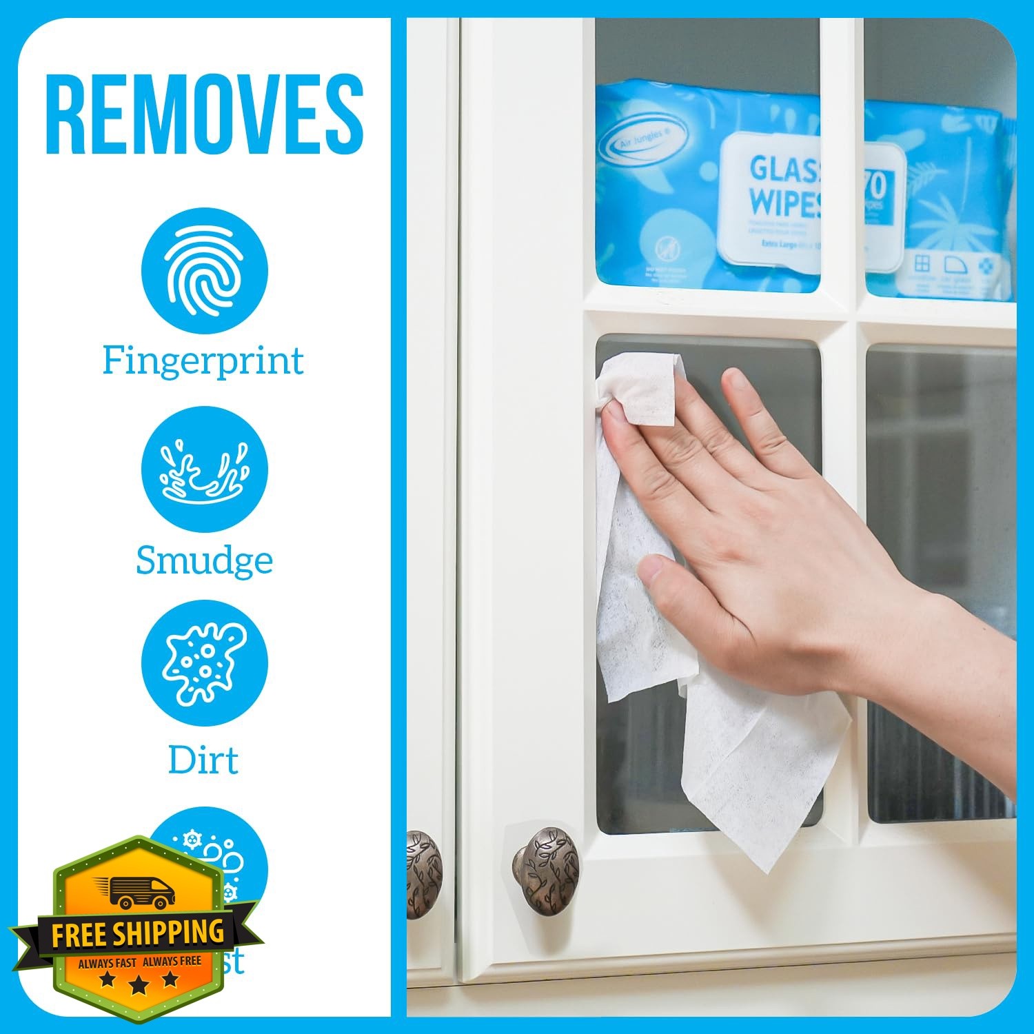 Air Jungles Glass Wipes 70 Count Pack 3 XL