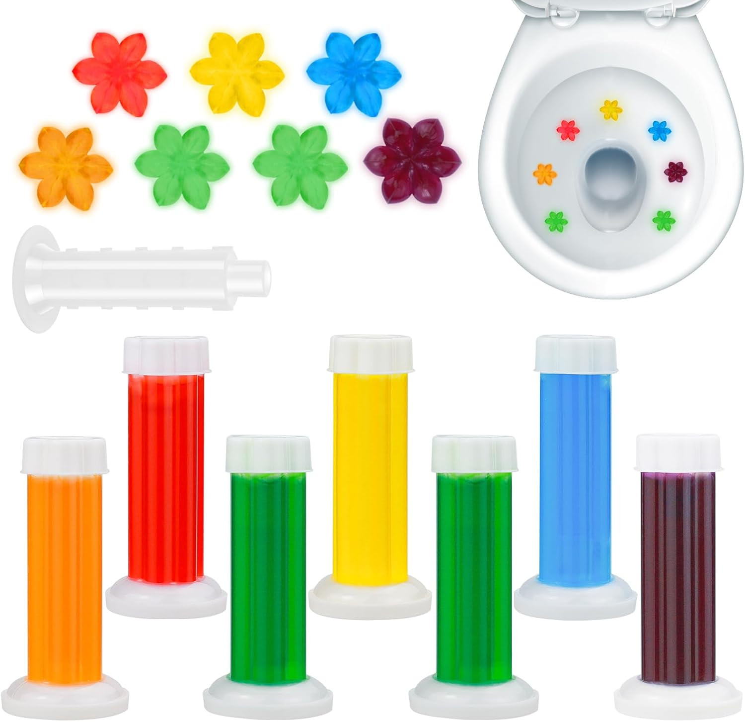 84 Flower Toilet Gel Stamps, Assorted Scents, Long Lasting Automatic Deodorizer,