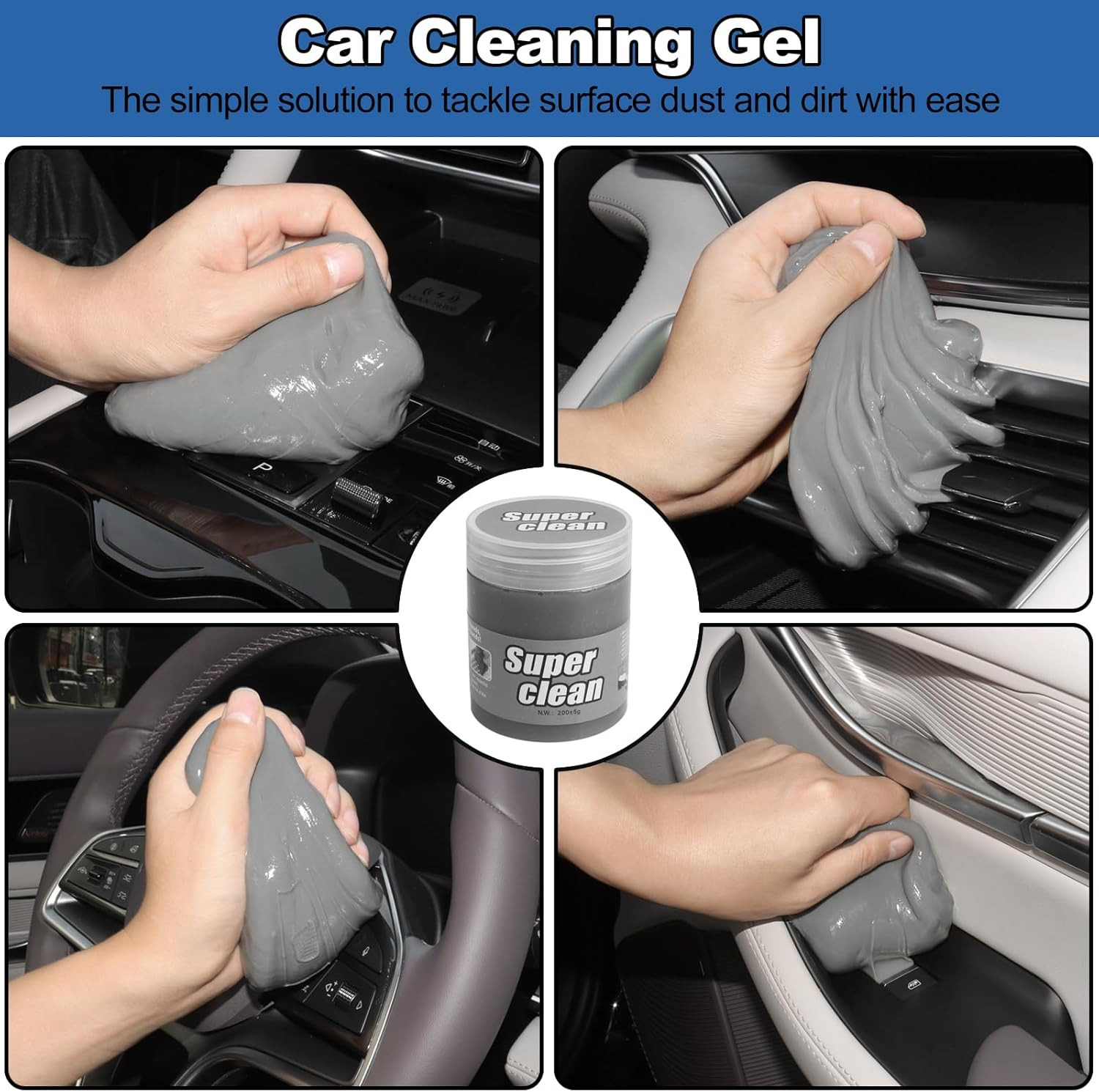 14-Piece Car Interior Cleaning Kit with Extendable Handle and Microfiber Pads