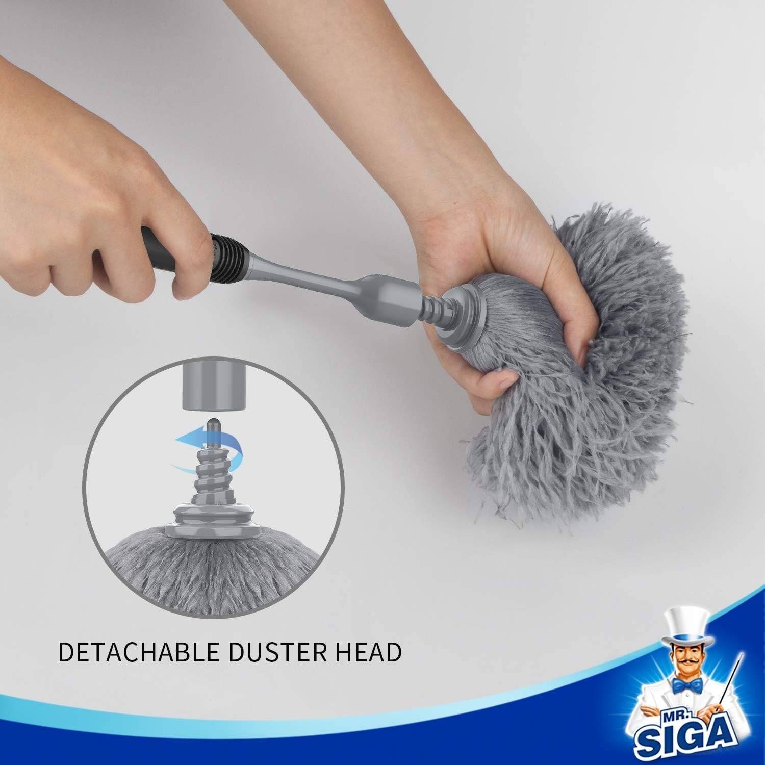 Microfiber Delicate Duster with Comfortable Grip & Washable Head – Gray & Black