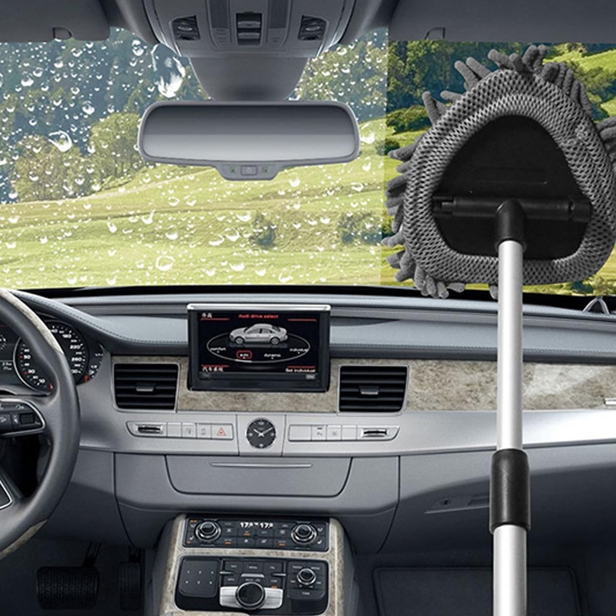 Compact 3-in-1 Vehicle Cleaning Brush with Telescopic Handle for Optimal