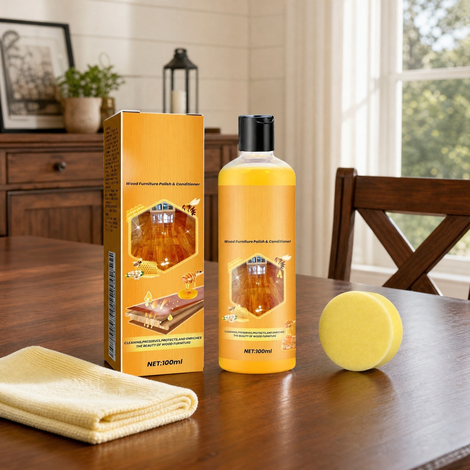 All-in-One Beeswax Wood Polish & Conditioner for Furniture Care 100ml