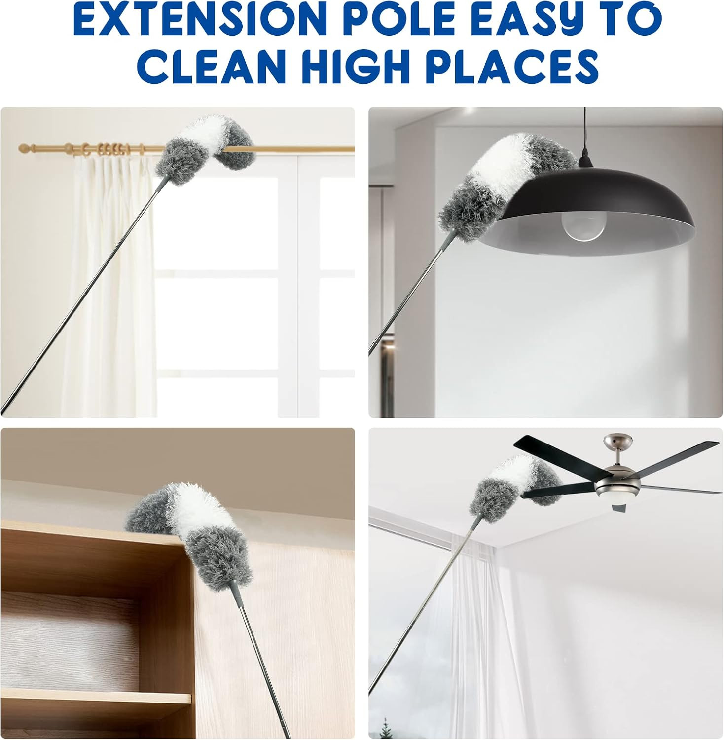 Microfiber Feather Dusters for Cleaning, Extendable Duster with 110″ Extension P