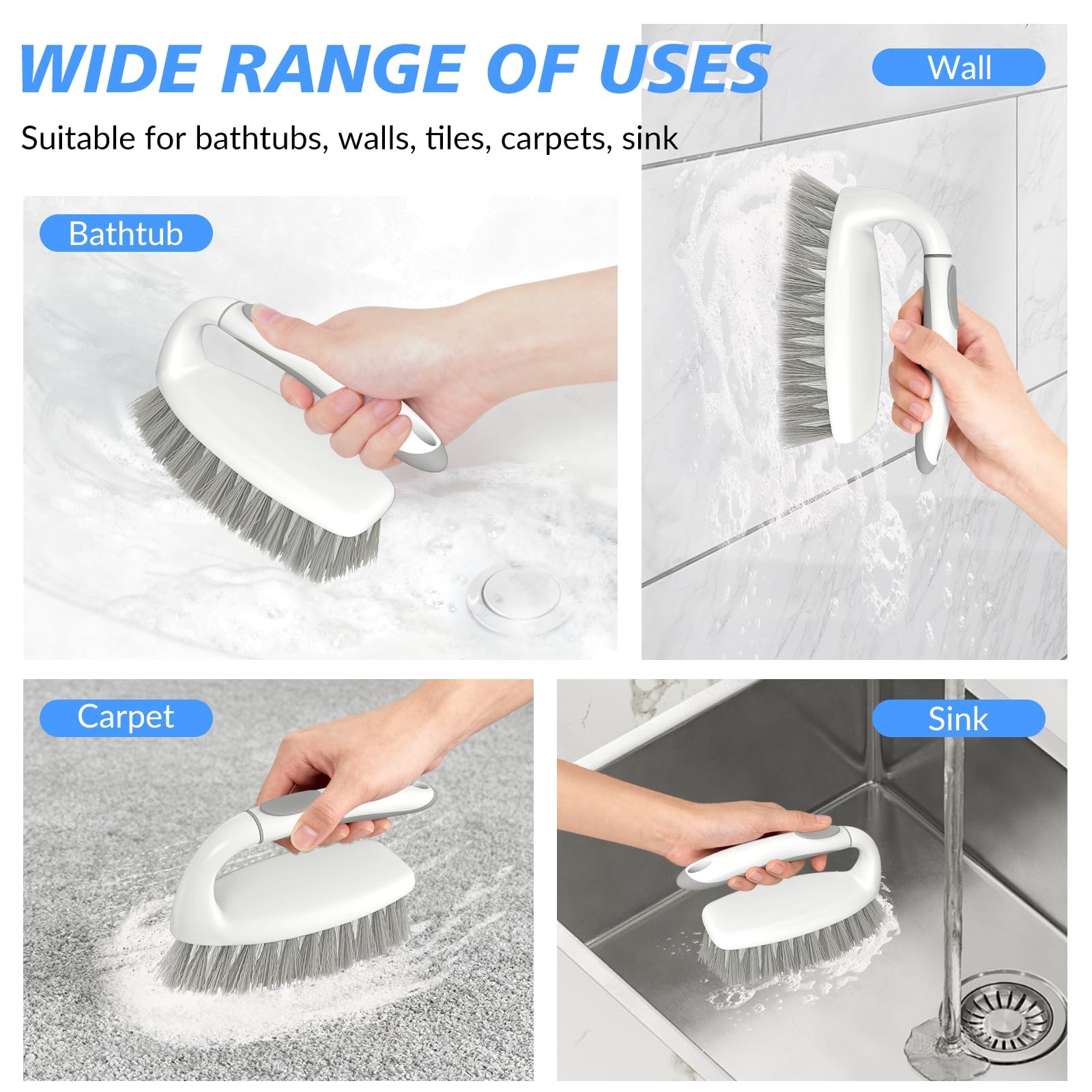 Heavy Duty Scrub Brush, Stiff Bristles Cleaning Brush with Non Slip Handle Sh…
