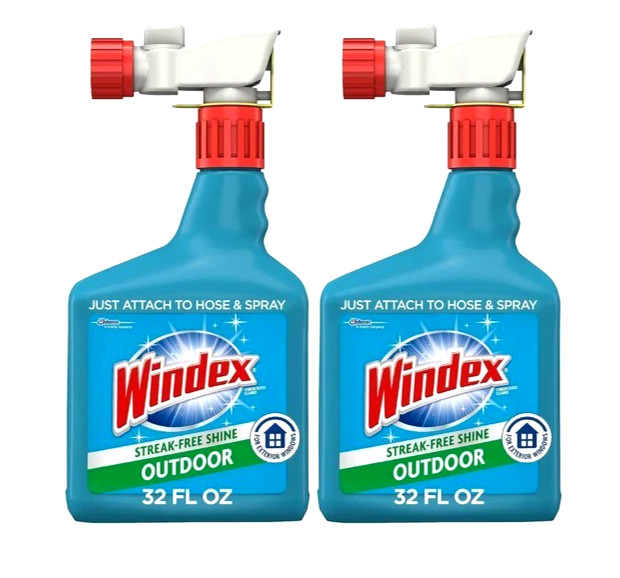 Windex Outdoor Glass Cleaner Pack Of 2 Concentrated 32 Fl Oz Hose Attachments