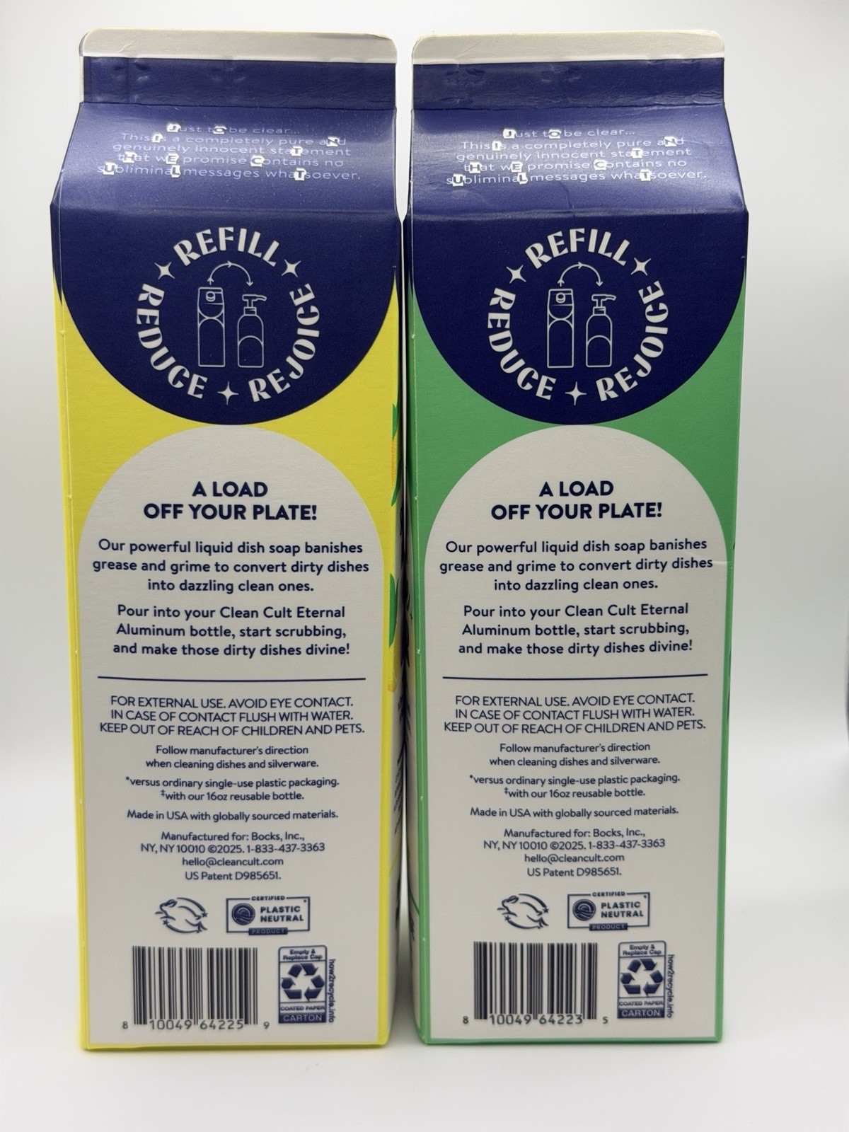 You Choose-Clean Cult Dish Soap Liquid Refills Plant Based Lemon Verbena -Basil