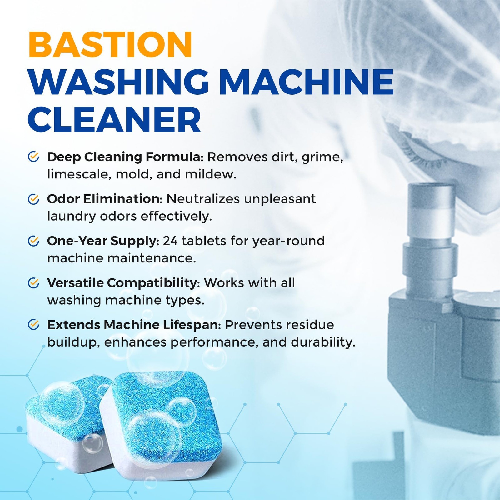 Washing Machine Cleaner Tablets 24 pack Powerful Descaler Deep Cleaning for H…
