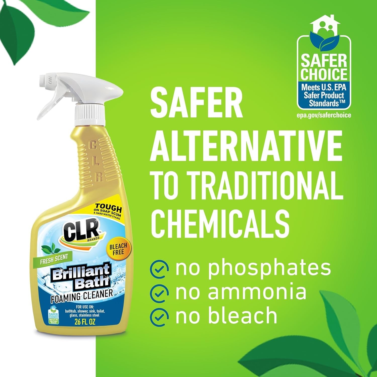 CLR Brilliant Bath Bathroom & Kitchen Cleaner 26 oz 2 Pack New Free Shipping