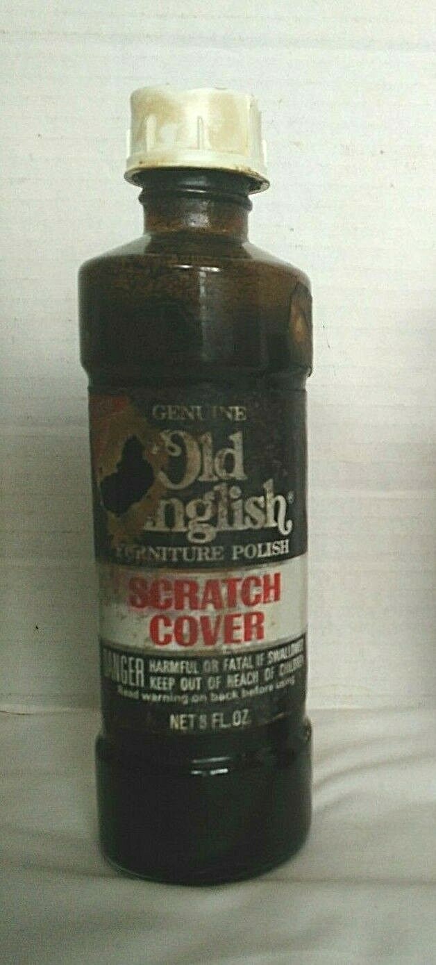 Vintage Rare Old English Scratch Cover For Dark Woods Glass Bottle 8 oz USA HTF