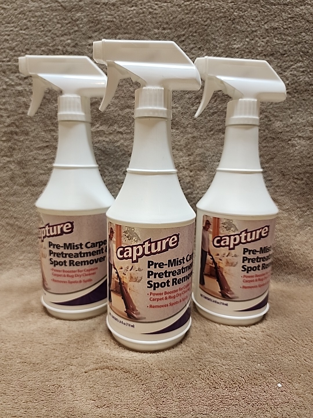Lot of 3: Capture Pre-Mist Carpet Pretreatment &Spot Remover. 24 oz. Each Bottle
