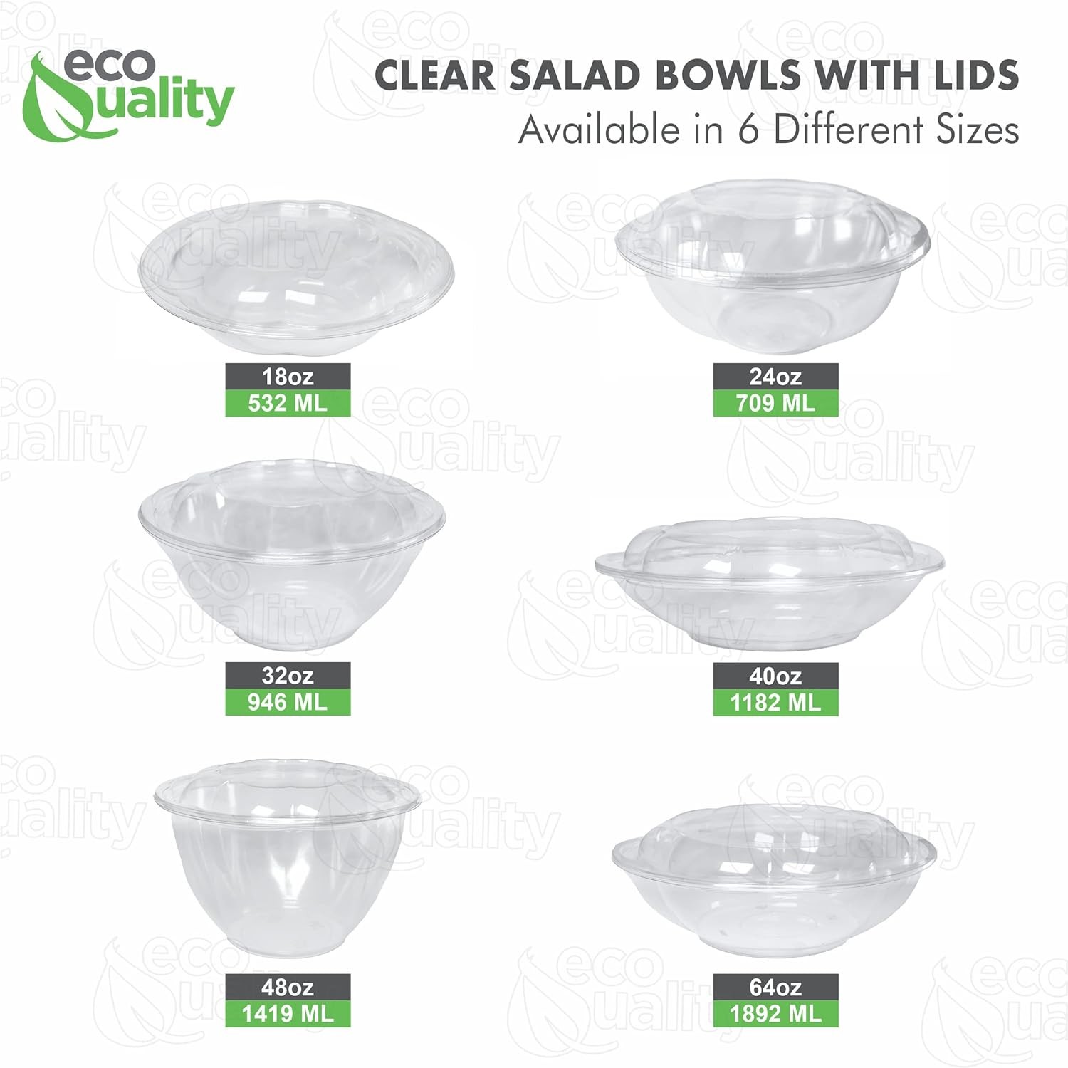 32oz Salad Bowls To-Go with Lids (150 Count) – Clear Plastic Disposable Salad