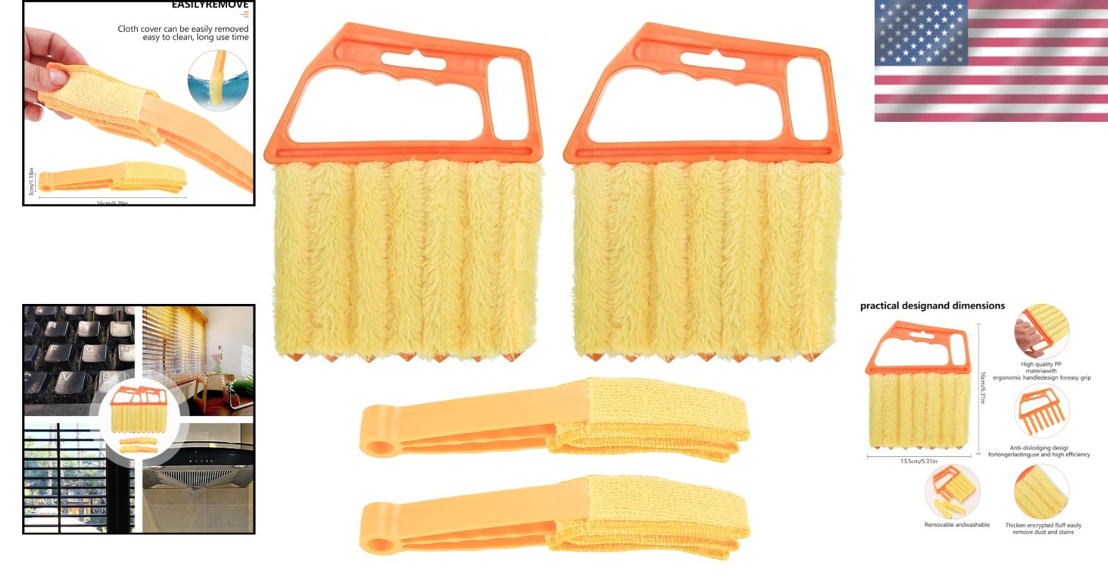 4-Piece Ergonomic Window Blind Cleaner Set – Microfiber Dusting Tool