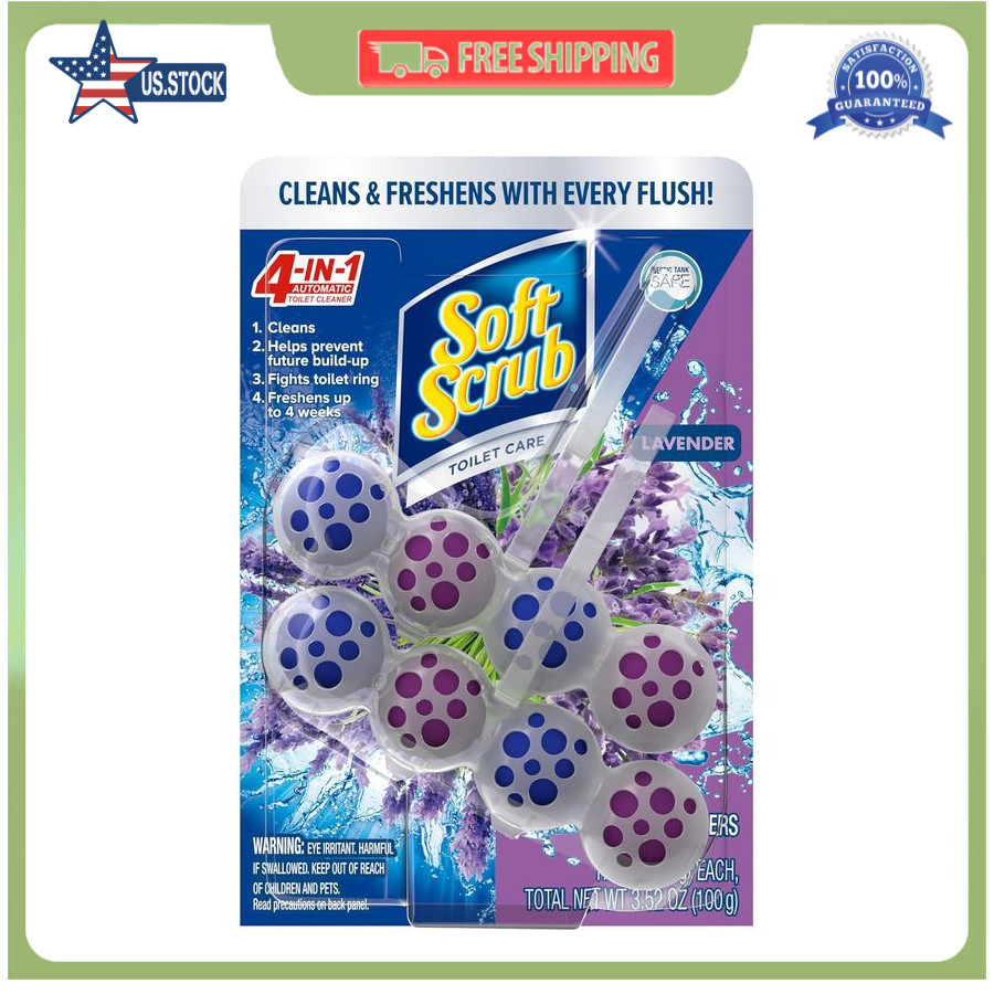 Soft Scrub 4-in-1 Rim Hanger Toilet Bowl Cleaner, Lavender, 2 Count