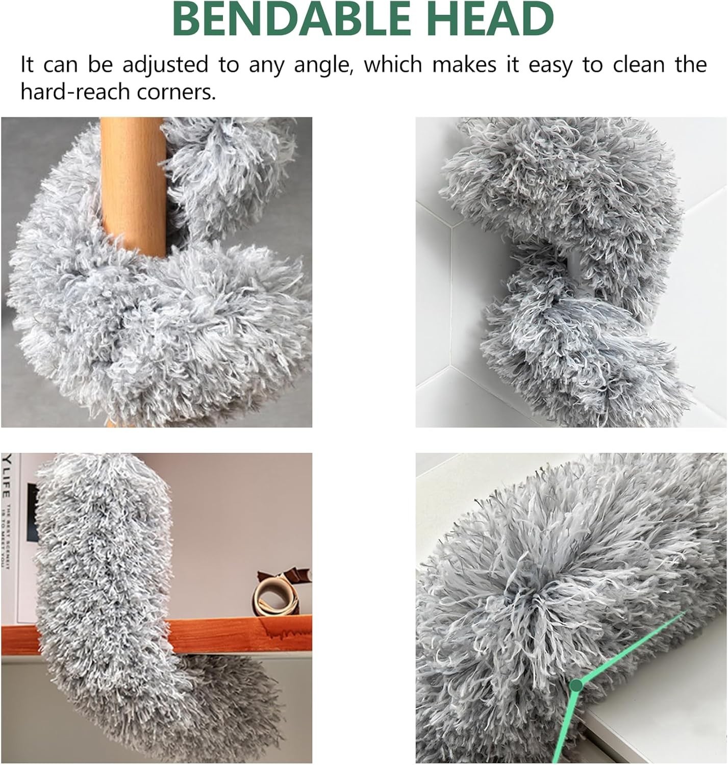 Bendable Microfiber Duster with 100-inch Stainless Steel Pole for Easy Cleaning