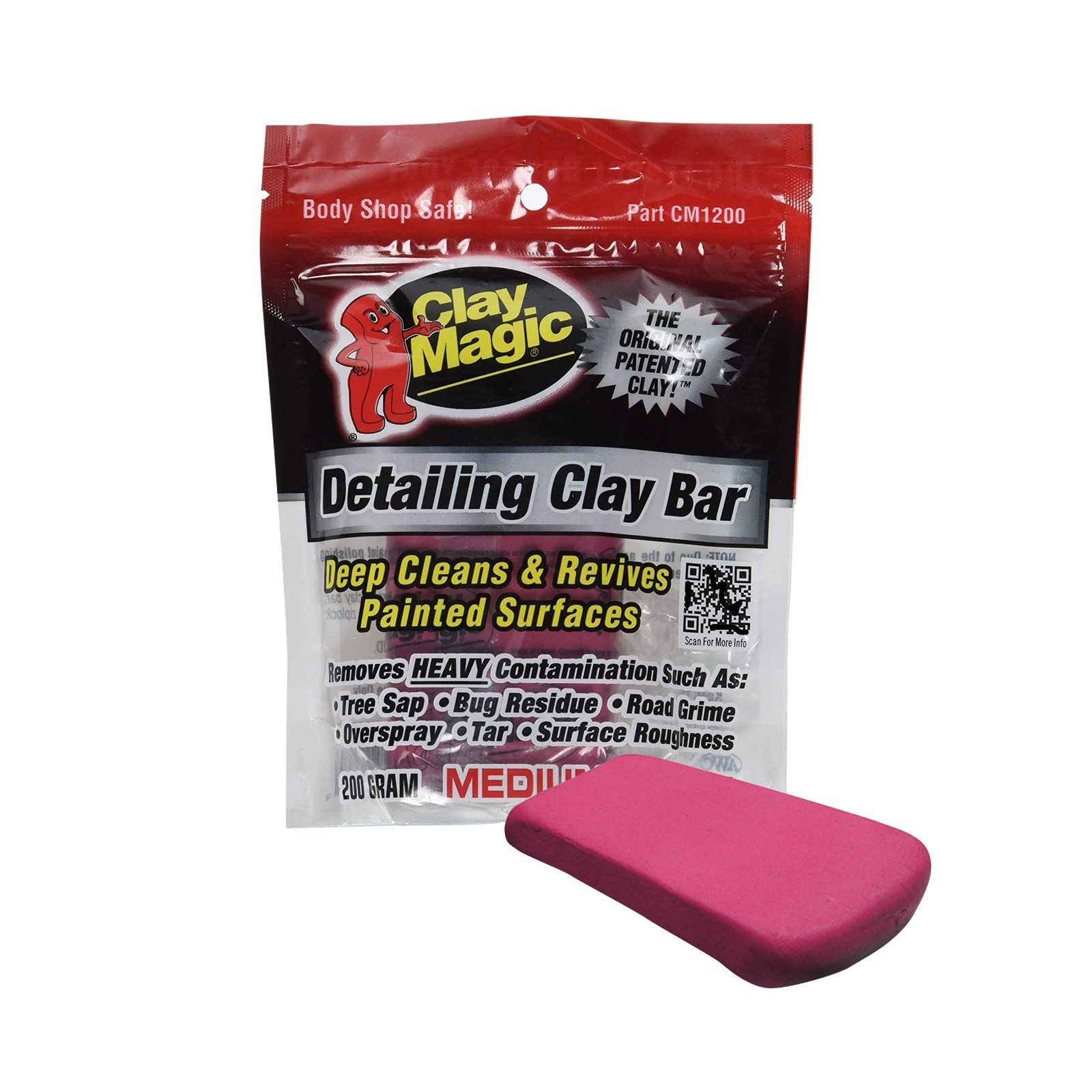 Medium Red Clay Bar 200g for Glass, Chrome, Fiberglass & More – Auto Detailing T