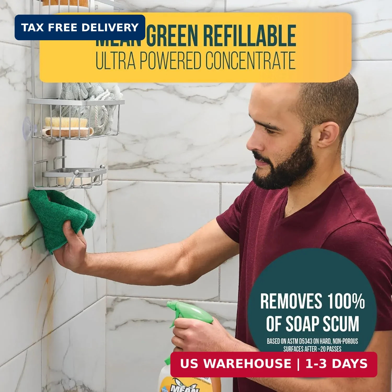 Mean Green Refillable Ultra Powered Bathroom Cleaner Concentrate, Tropical Breez