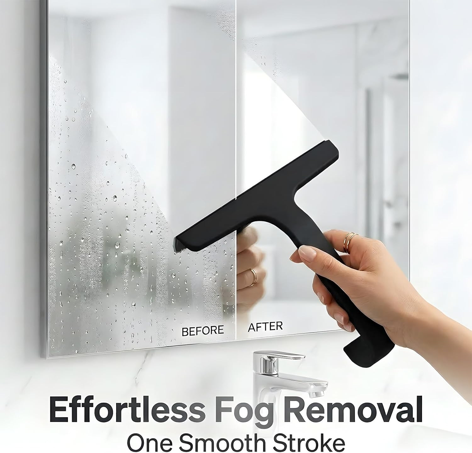 Bathroom Glass Shower Door Squeegee, Silicone & Metal, Black, 10″W X 9.2″L | Eff