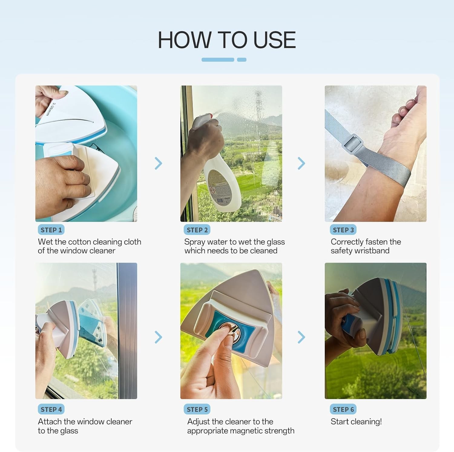 Magnetic Window Cleaner, Adjustable Double Sided Window Cleaning Tool for Sin…