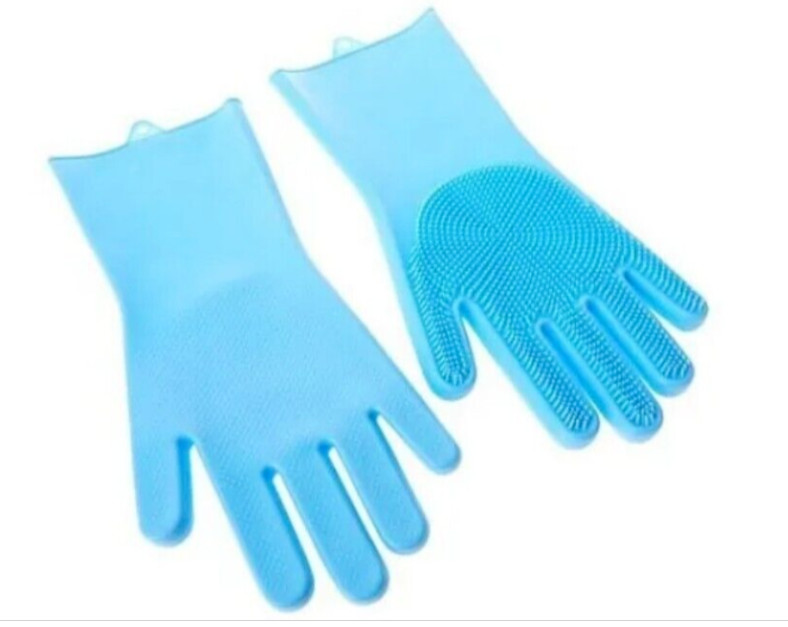 Beekman 1802 Happy Place Dishwashing Scrubber Silicone Gloves Blue Sz Large New