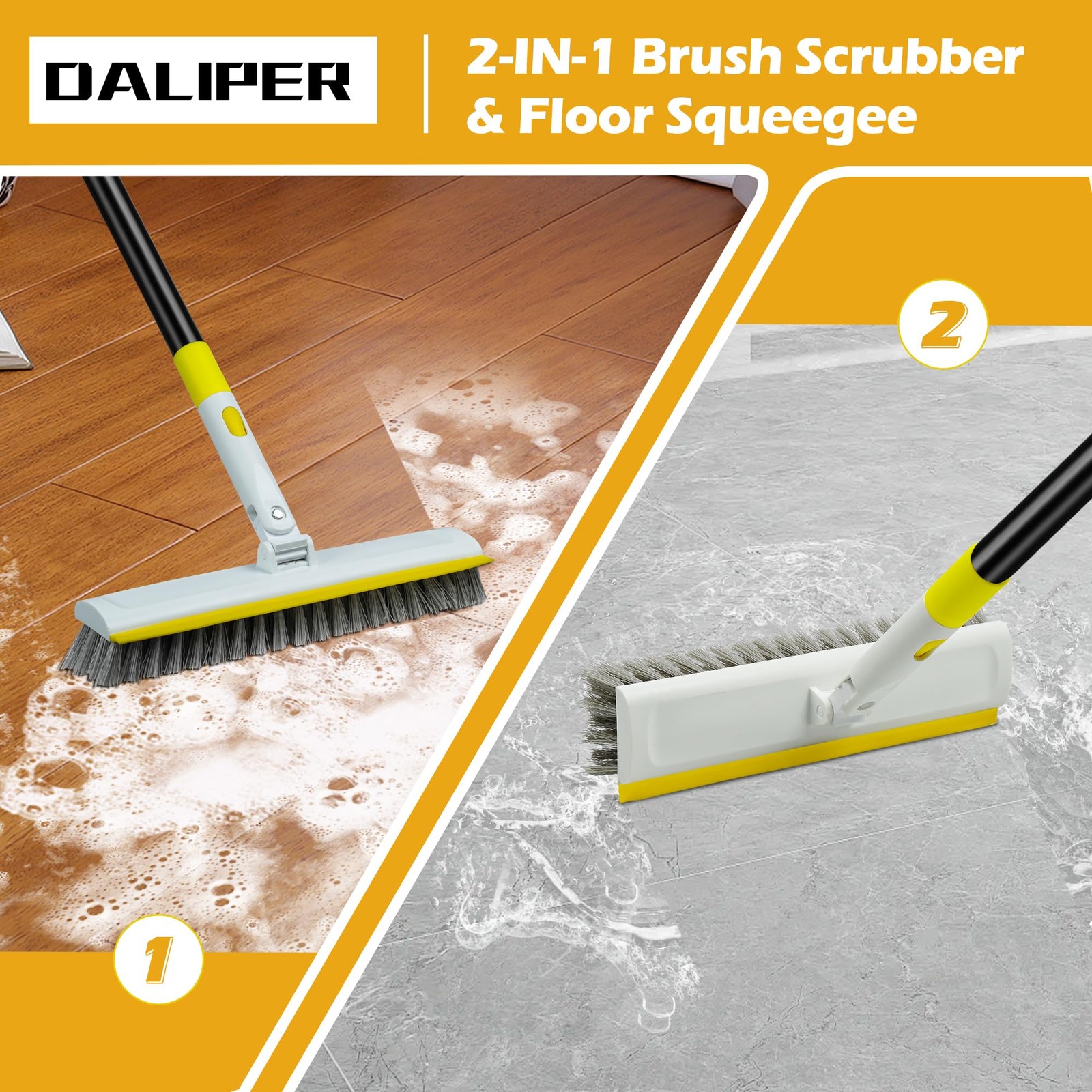 Floor Scrub Brush with Long Handle for Bathroom Kitchen Deck Tile Tub Floor