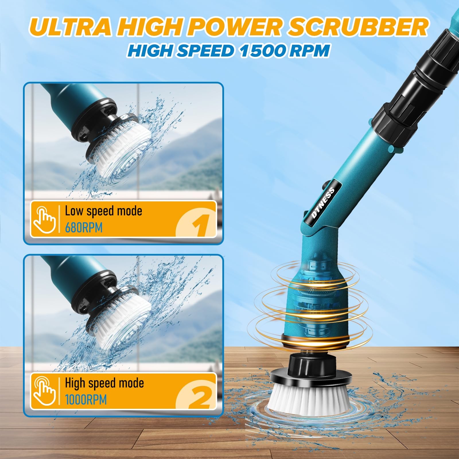 DTNESS Electric Spin Scrubber for Makita 18V, Cordless ​Shower Cleaner with F…