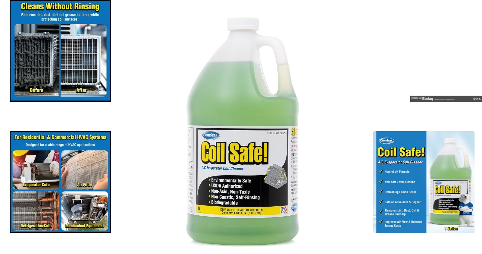 Coil Safe Evaporator Cleaner – 1 Gallon Heavy-Duty Degreaser for Home & Industry