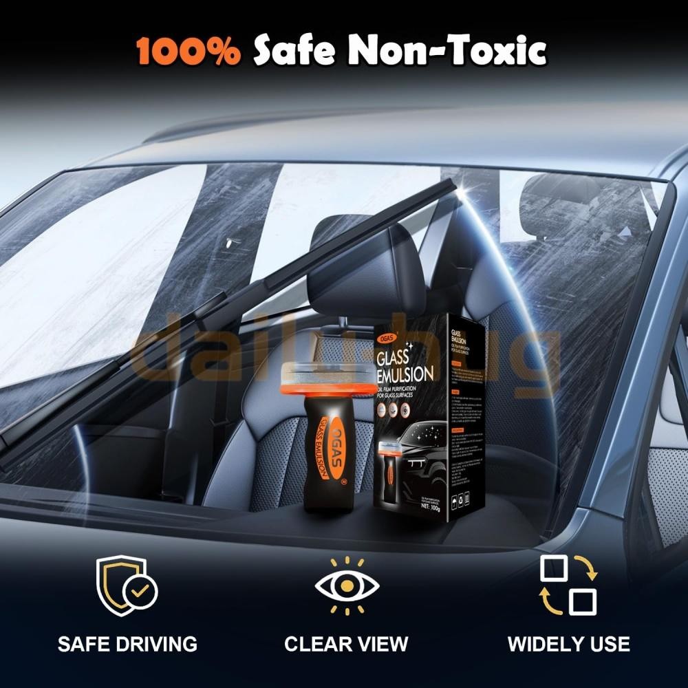 3Pc Glass Emulsion Cleaner,Glass Oil Film Remover for Car,Roll-On Glass Compound