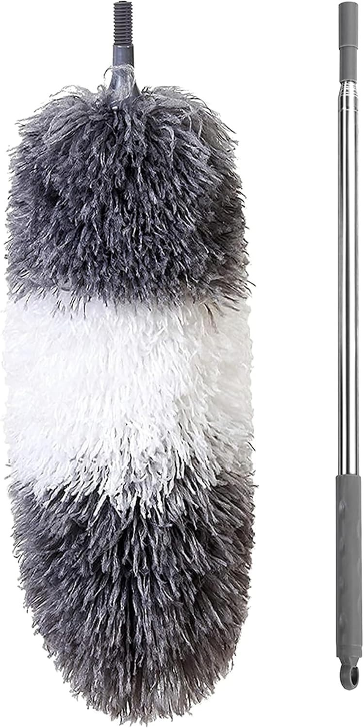 100-Inch Telescoping Microfiber Duster with Bendable Head for High Cleaning