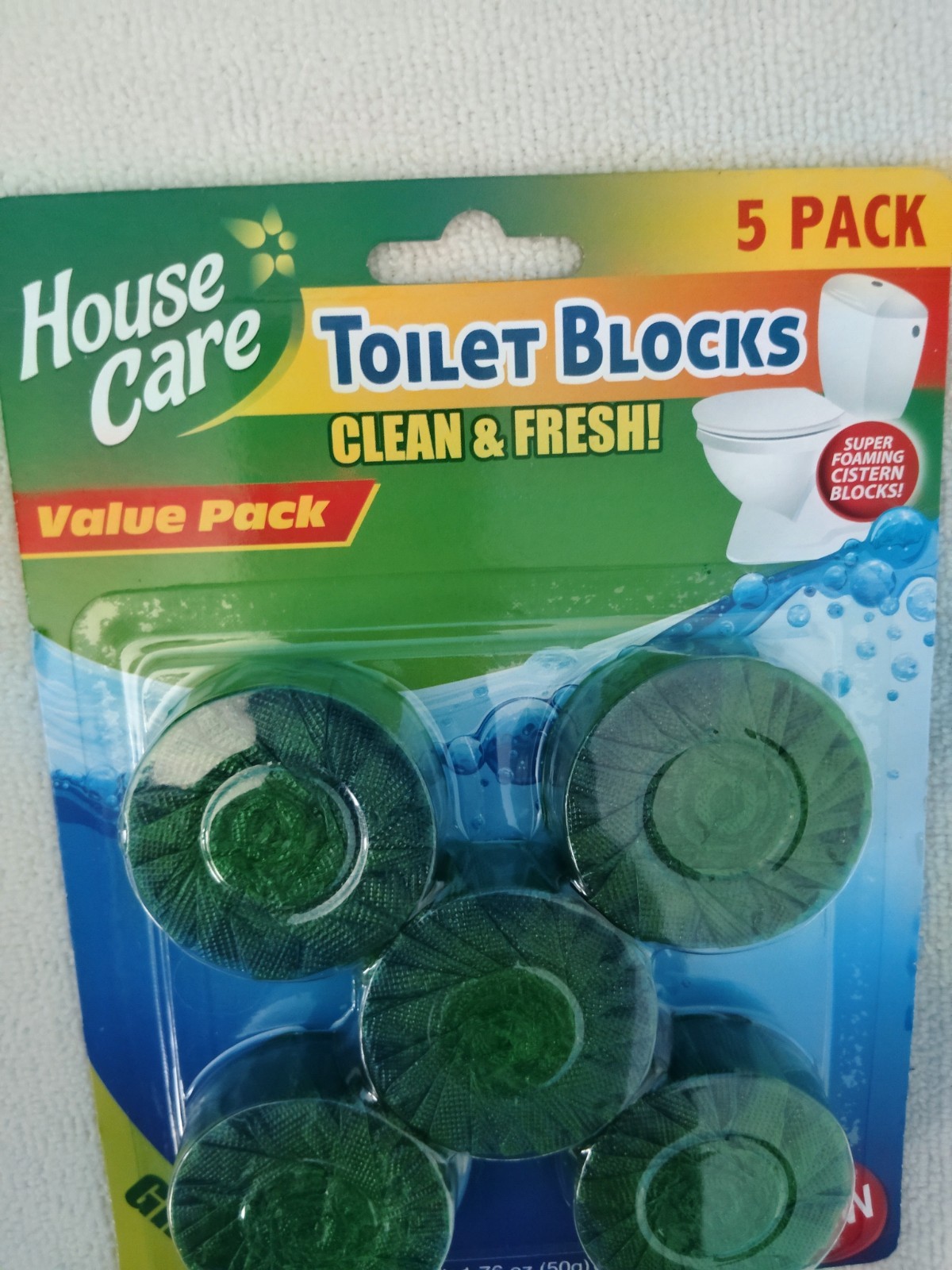 House Care Clean & Fresh Green Toilet Blocks Biodegradable 5 Pack