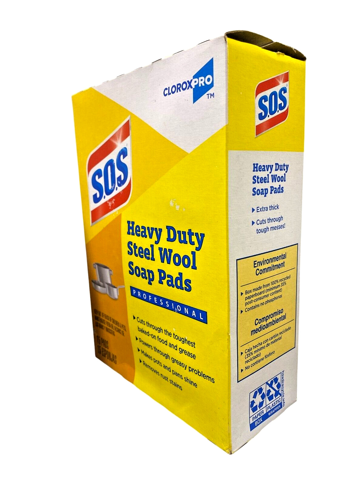S.O.S Heavy Duty Steel Wool Soap Pads, Professional Grade, 15 Count, Cuts Grease