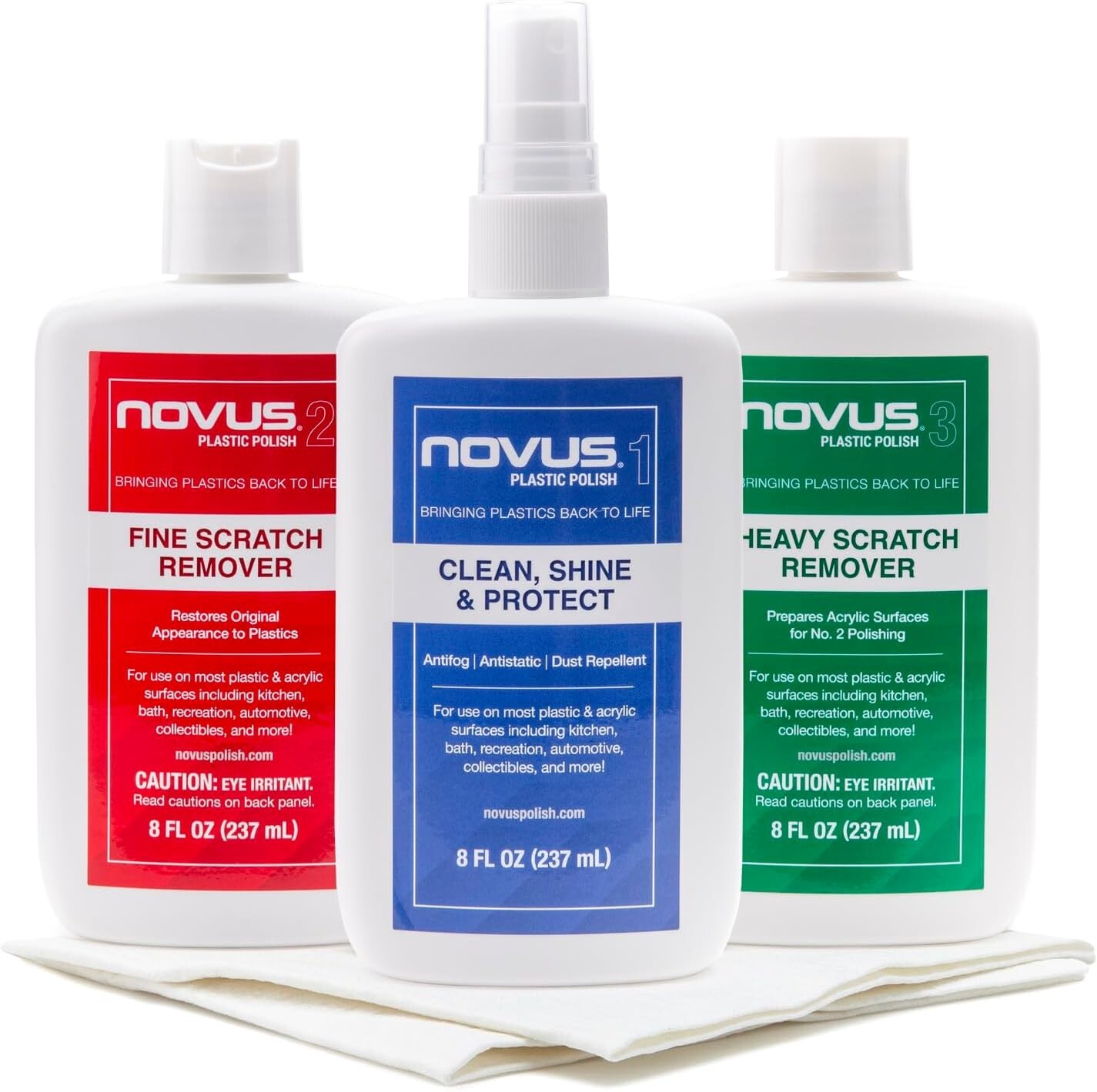 Eco-Friendly Plastic Polish & Scratch Remover Set for Acrylic Care – 3 Bottles