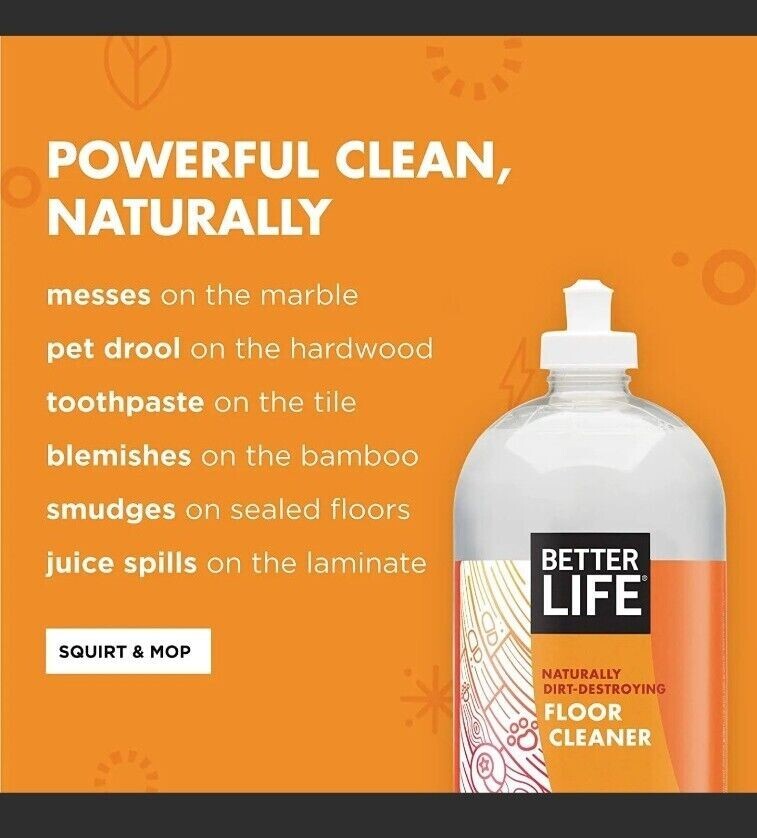 Better Life Natural Floor Cleaner, Citrus Mint, 32 Fl Oz (Pack of 2)