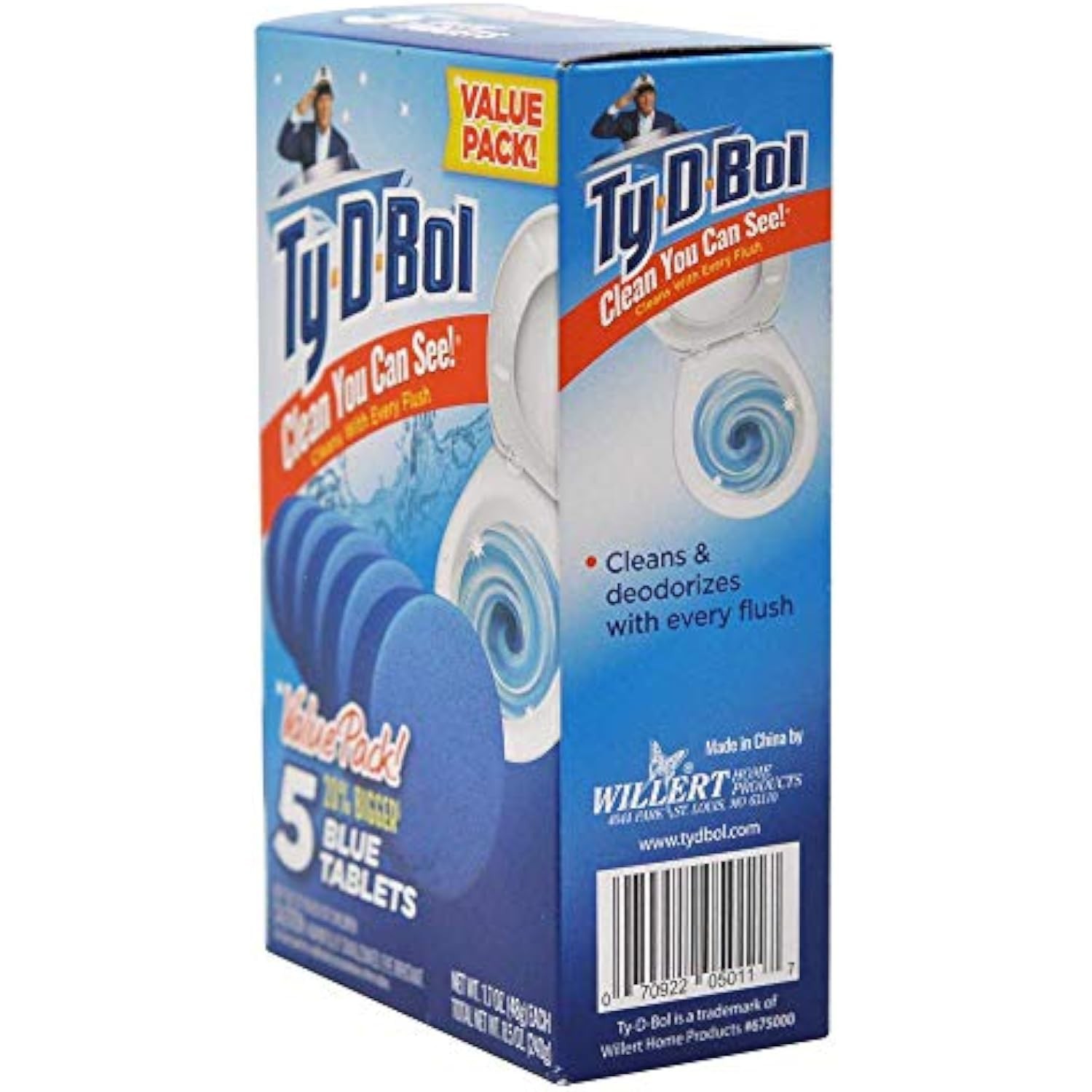 Ty-D-Bol Blue Tablets Value 5 Pack Automatic Toilet Bowl Cleaner Deodorizer Tabs