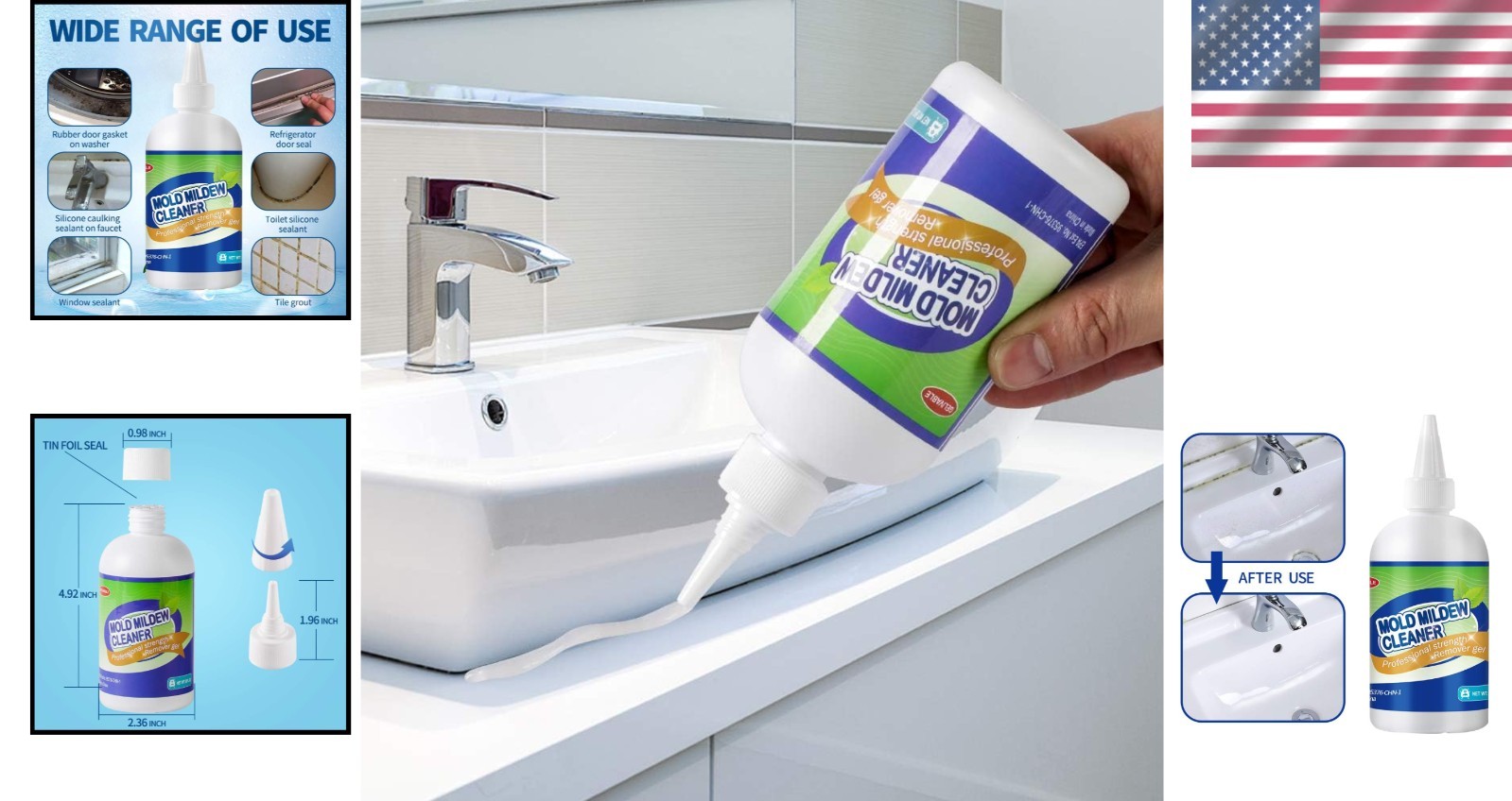 Fast-Acting Eco-Friendly Mold Cleaner Gel, 8 Fl Oz – Versatile Stain Remover