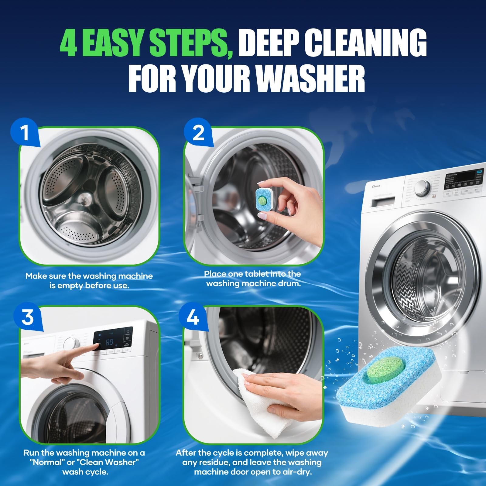Washing Machine Cleaner Tablets, 32 Pack