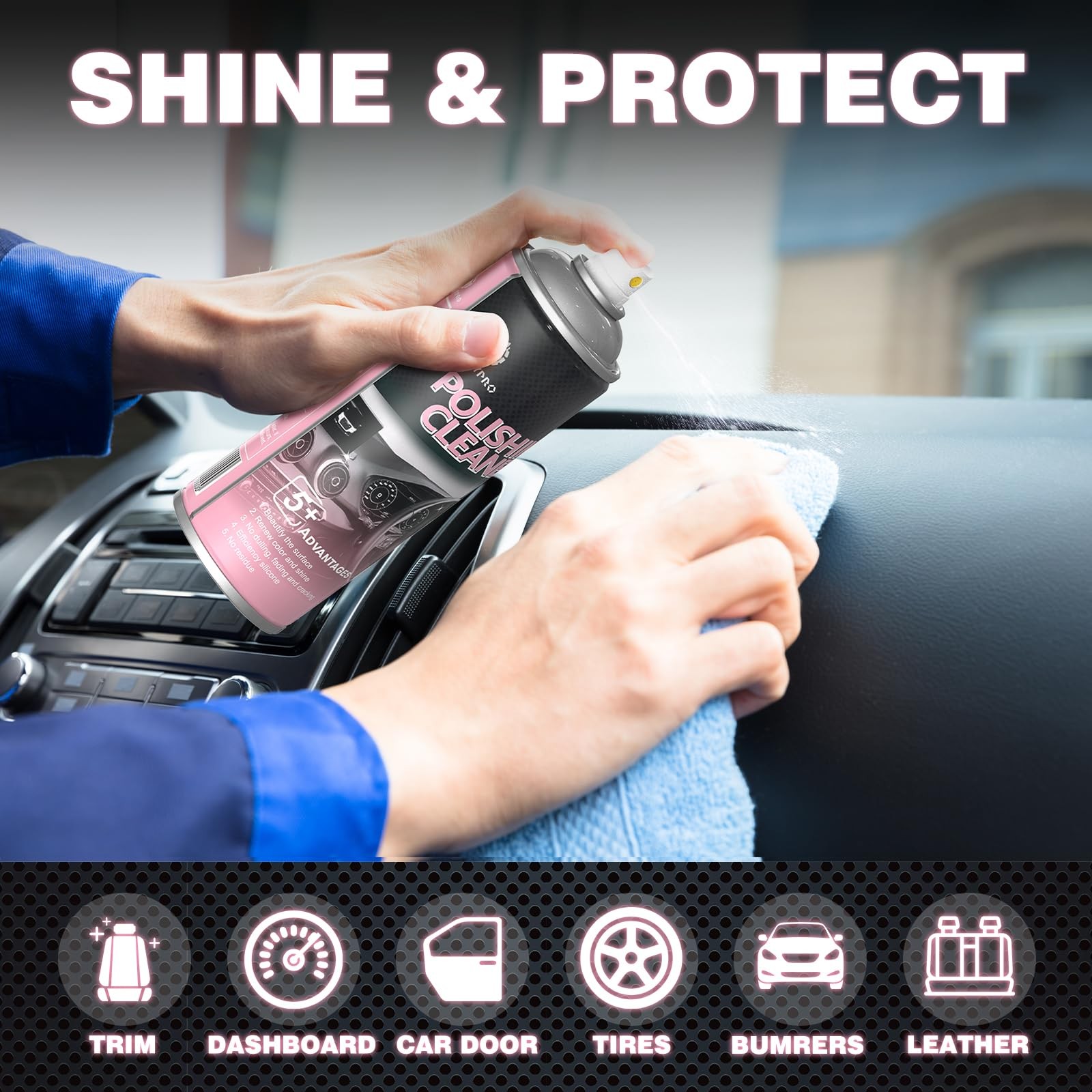 Interior Car Cleaner & Polishing – Repels Dust & Staining, Restores & Protect…