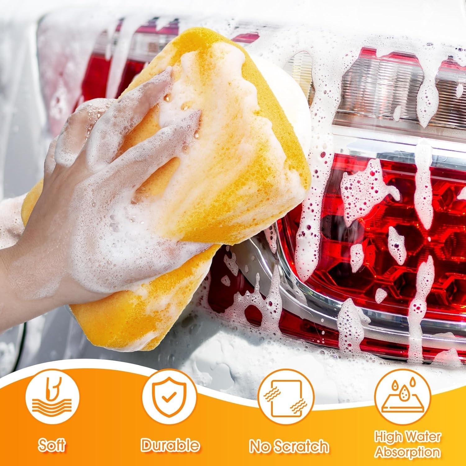24 Large Yellow Cleaning Sponges 7.5 x 5.5 in for Efficient Household Cleaning