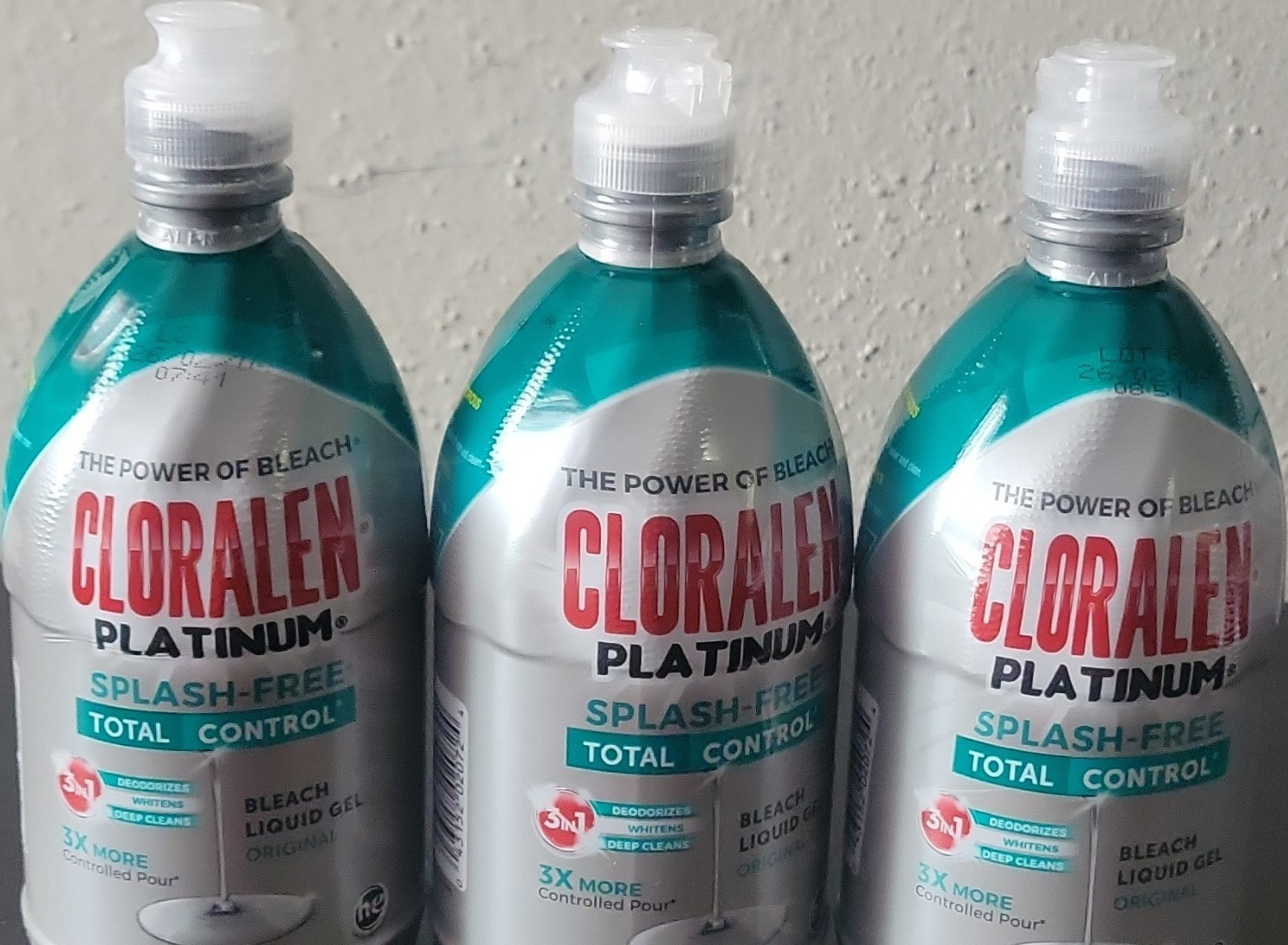 Cloralen Platinum Splash Free Bleach Liquid Gel, 20.29 fl oz pack of 3 bottles