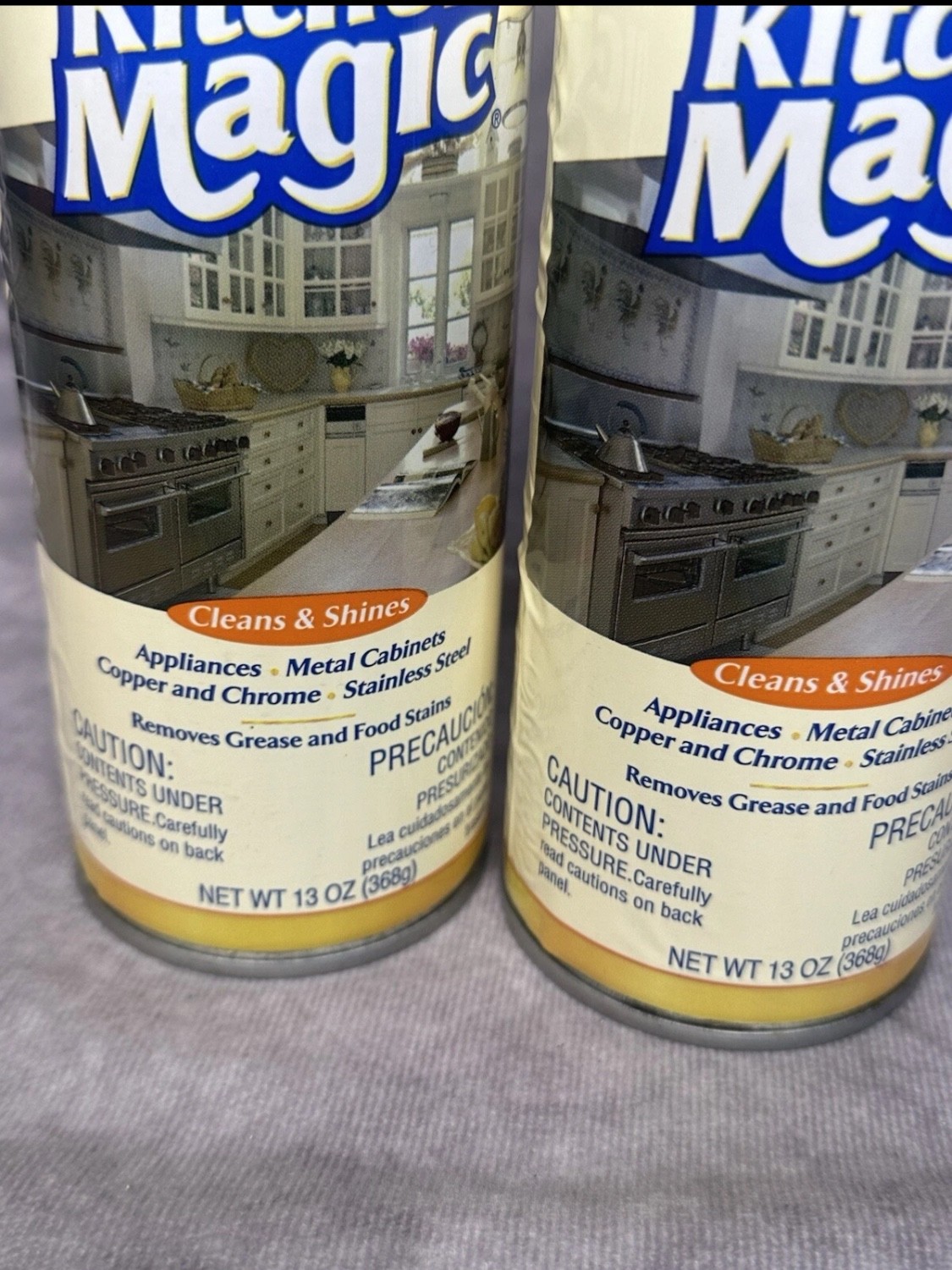 2 Kitchen Magic Spray 13oz Cleans & Polishes Metal Copper Chrome Stainless ~ New