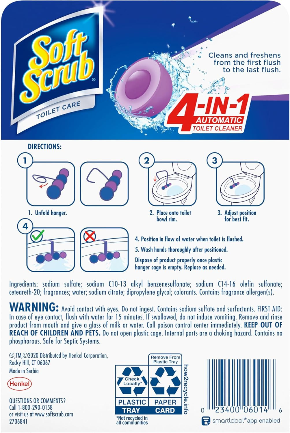 4-In-1 Rim Hanger Toilet Bowl Cleaner, Lavender, 2 Count