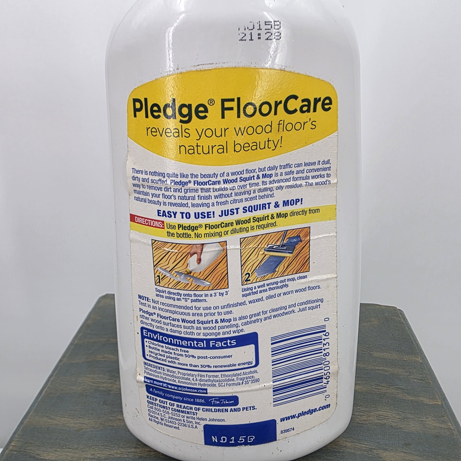 Pledge Floor Care Hardwood Cleaner Squirt & Mop Lemon Scent 27 Oz NEW Bottle