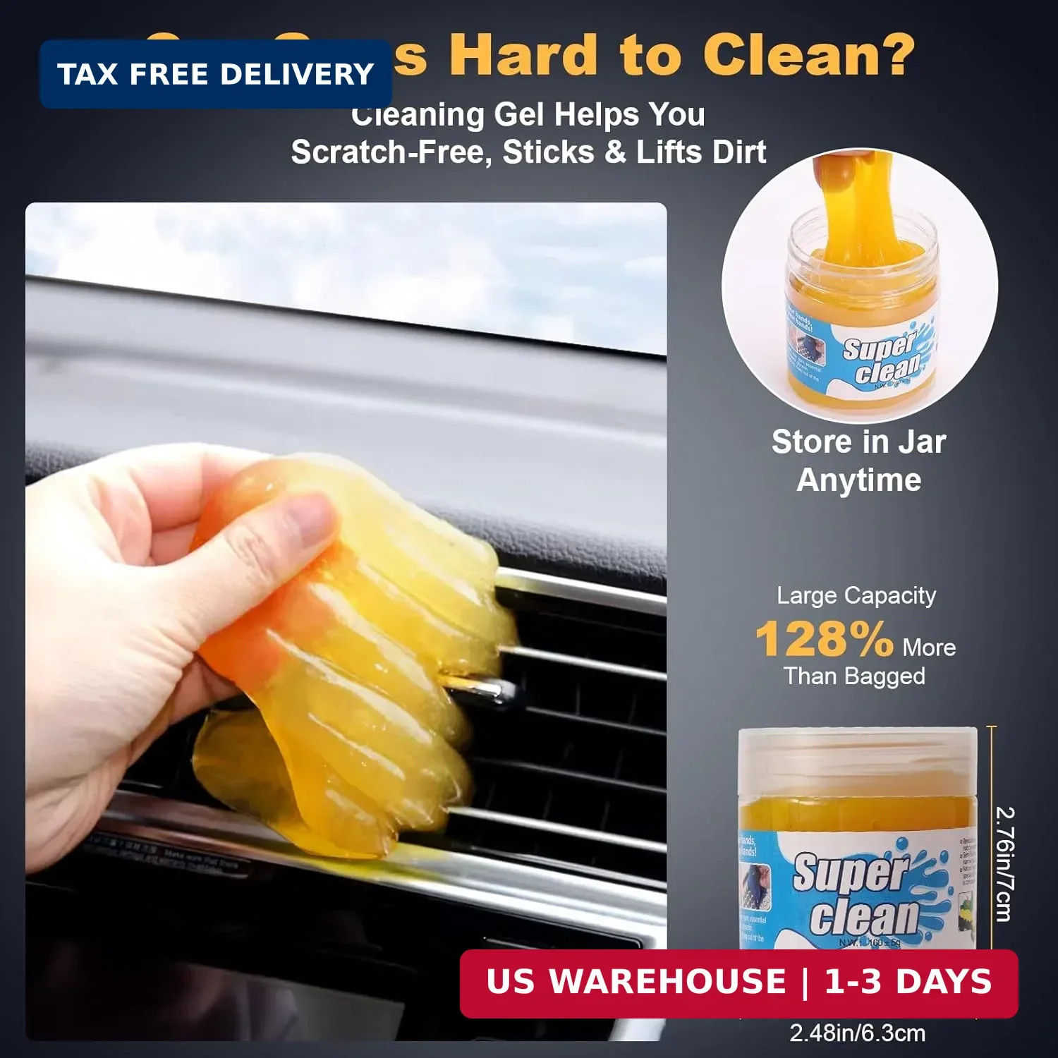 8-Piece Car Interior Detailing Kit – 160g Non-Sticky Gel (128% More Than 70g), U