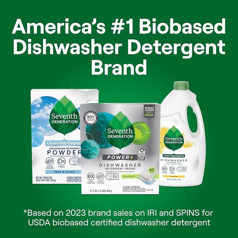 Dishwasher Pods Dual Action 0% Fragrance Phosphates Septic Safe Biobased 83% New