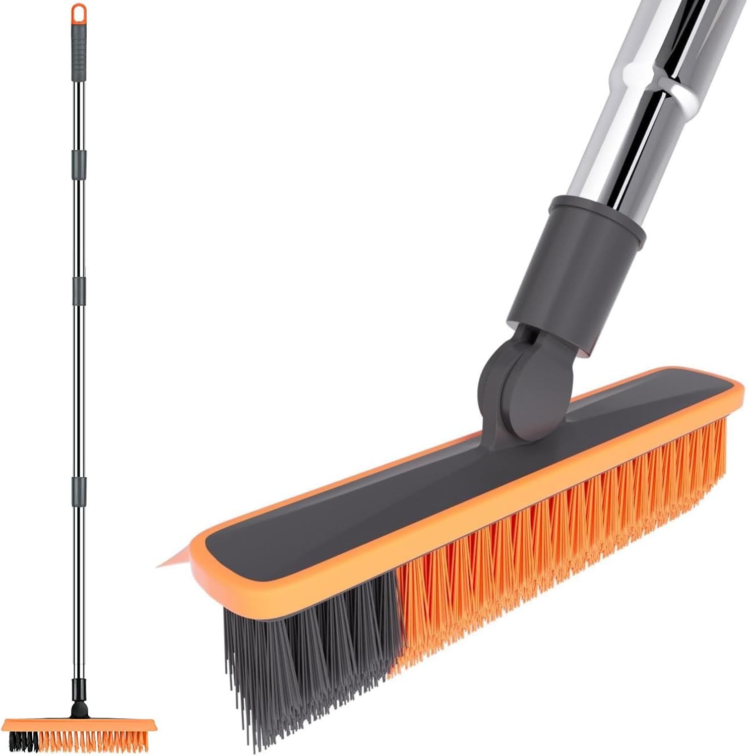 1 Floor Brush Scrubber with Long Handle Grout Brush 3 Poles 53.5” New