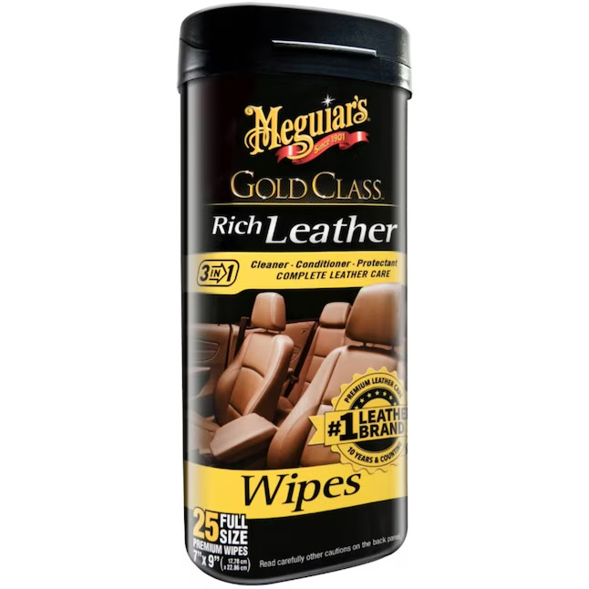 Meguiar’s Gold Class Rich Leather Wipes, G10900 25 -Count Wipes